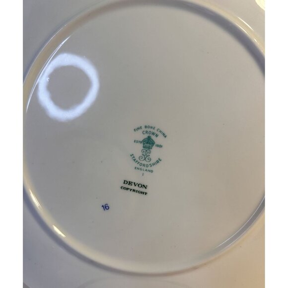 Crown Staffordshire DEVON Set-6 Orange Floral Fine Bone China Snack Plates - Picture 9 of 9